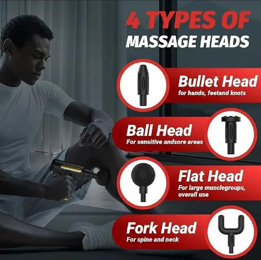 Portable Mini Massage Gun – Deep Tissue Muscle Massager | USB Type-C Rechargeable | 1200mAh Long Battery