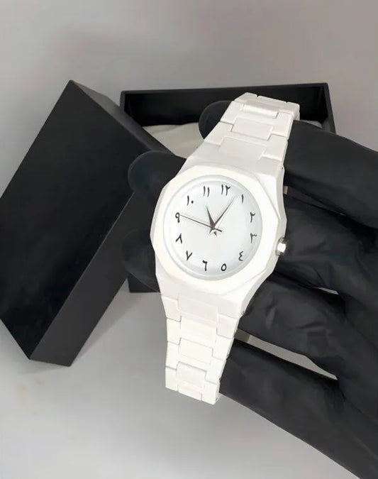 Premium White Ceramic Style Analog Wrist Watch for Men & Women | Elegant Arabic Dial | Luxury Fashion Watch