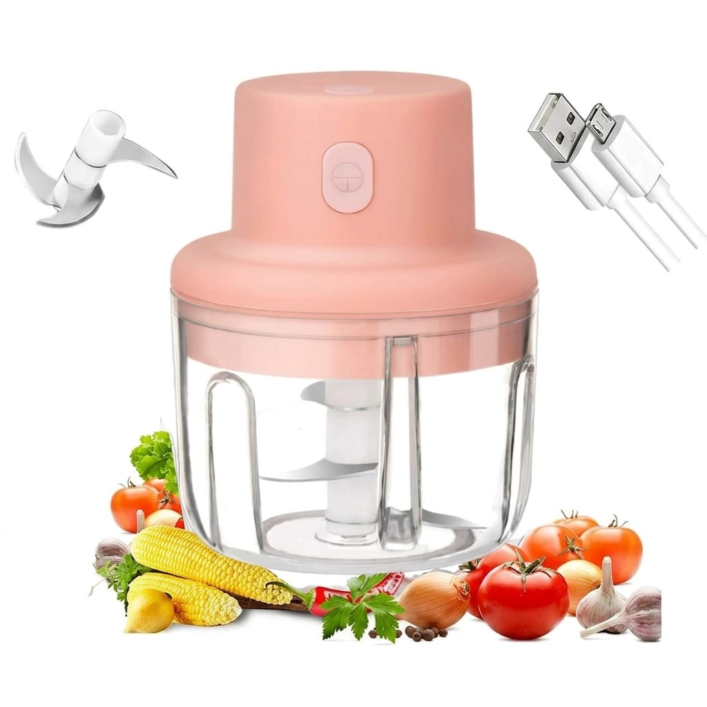 2-in-1 USB Rechargeable Mini Food Chopper & Garlic Crusher – Portable Wireless Vegetable Cutter
