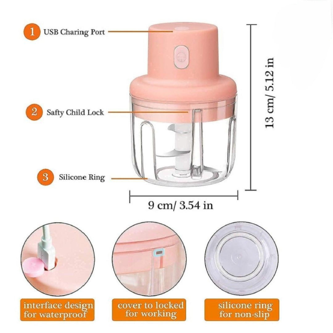 3-in-1 USB Rechargeable Mini Food Chopper & Garlic Crusher – Portable Wireless Vegetable Cutter