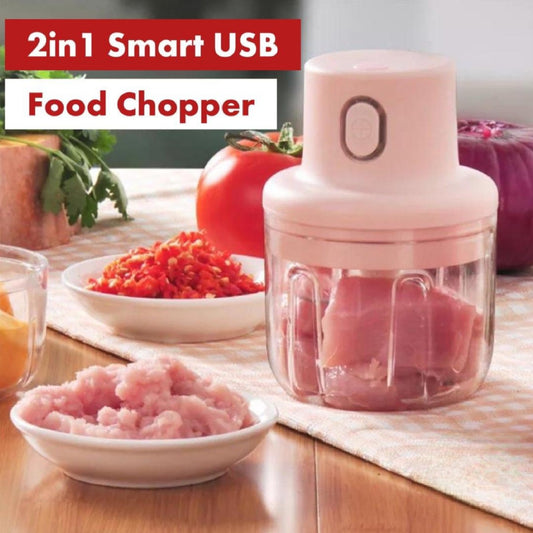 2-in-1 USB Rechargeable Mini Food Chopper & Garlic Crusher – Portable Wireless Vegetable Cutter