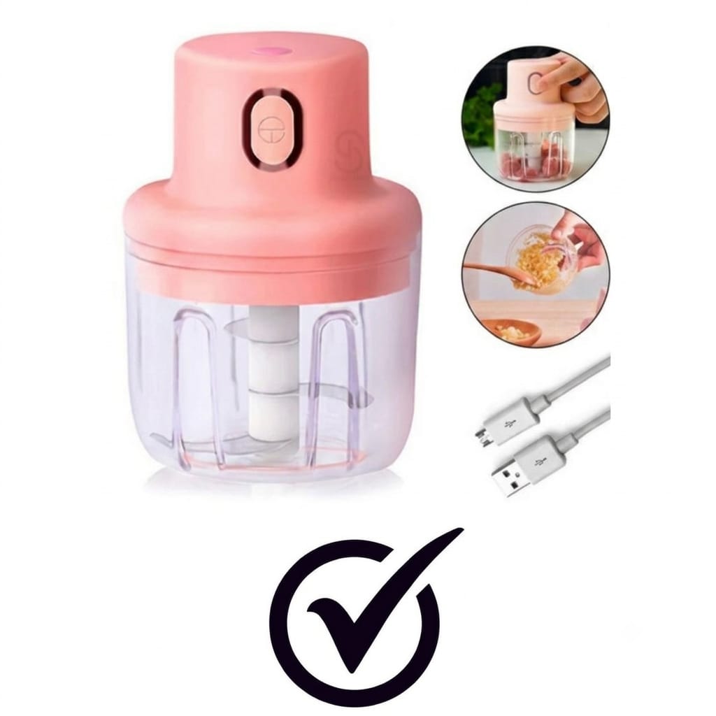 2-in-1 USB Rechargeable Mini Food Chopper & Garlic Crusher – Portable Wireless Vegetable Cutter