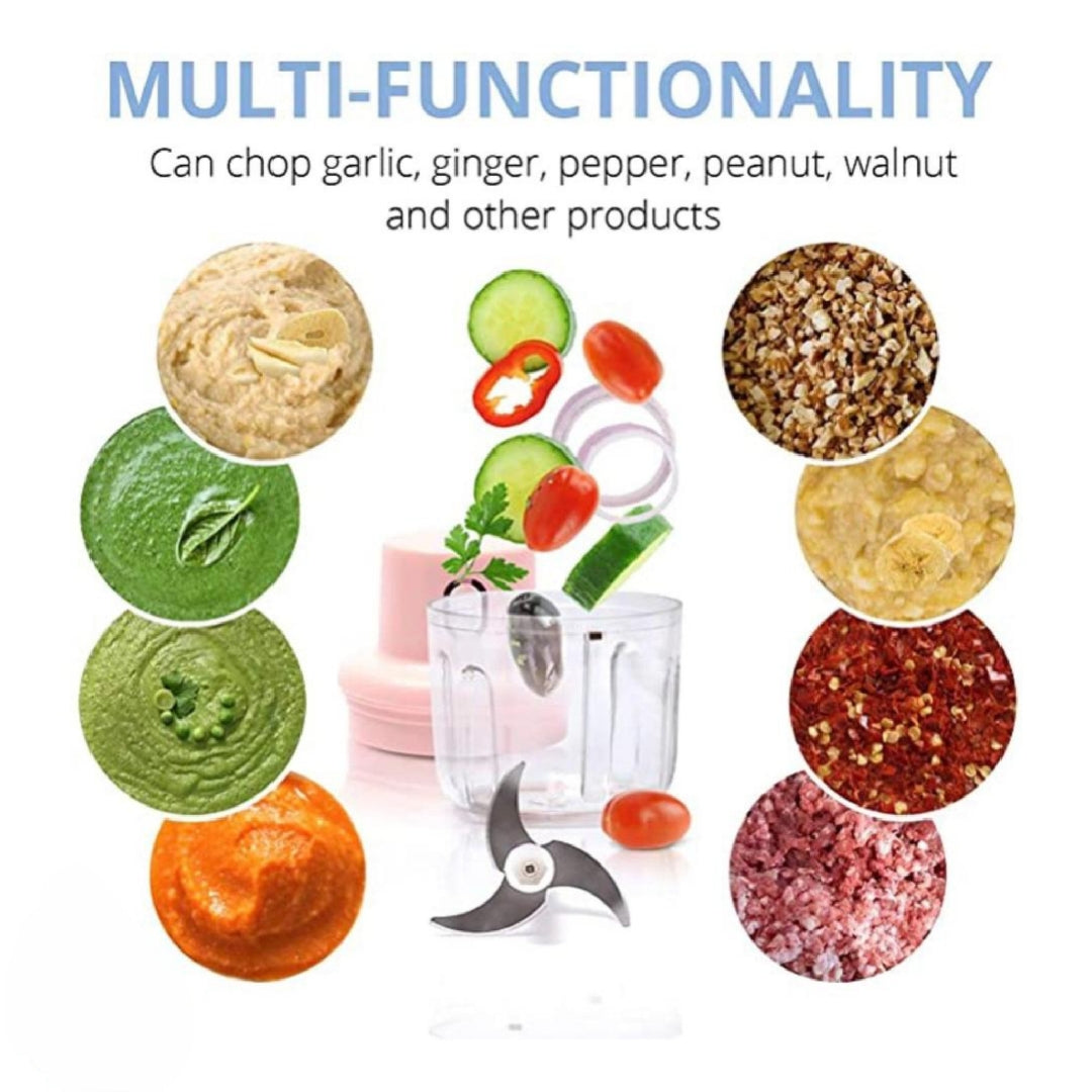 3-in-1 USB Rechargeable Mini Food Chopper & Garlic Crusher – Portable Wireless Vegetable Cutter