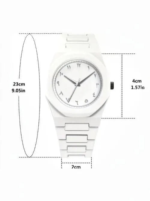 Premium White Ceramic Style Analog Wrist Watch for Men & Women | Elegant Arabic Dial | Luxury Fashion Watch